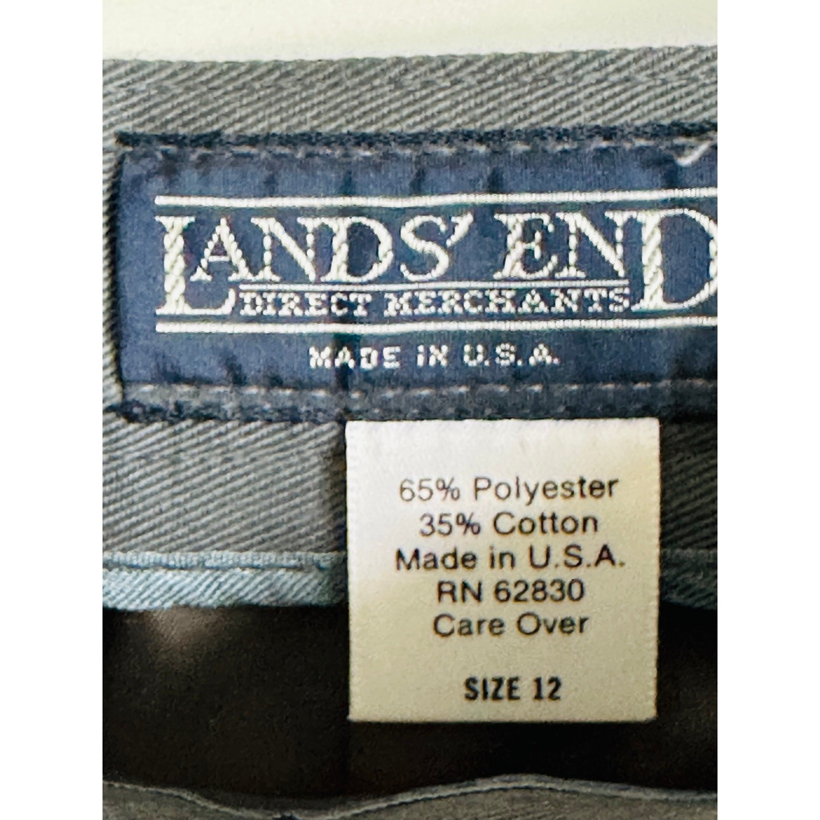 Vintage 90s Lands’ End Cotton Midi Skirt Size M Grey Made USA Classic Normcore