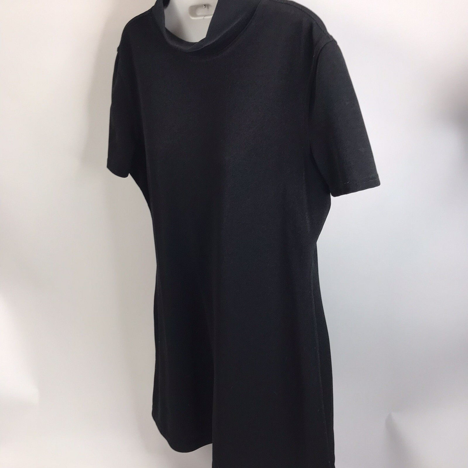Vtg Limited London Paris New York black Ribbed popover dress Size L USA Made LBD