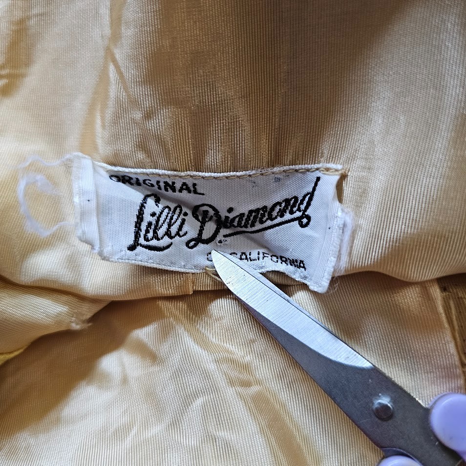 Vtg 50s 60s Lilli Diamond Gold Lurex Bombshell Wiggle Cocktail Party Dress S/M