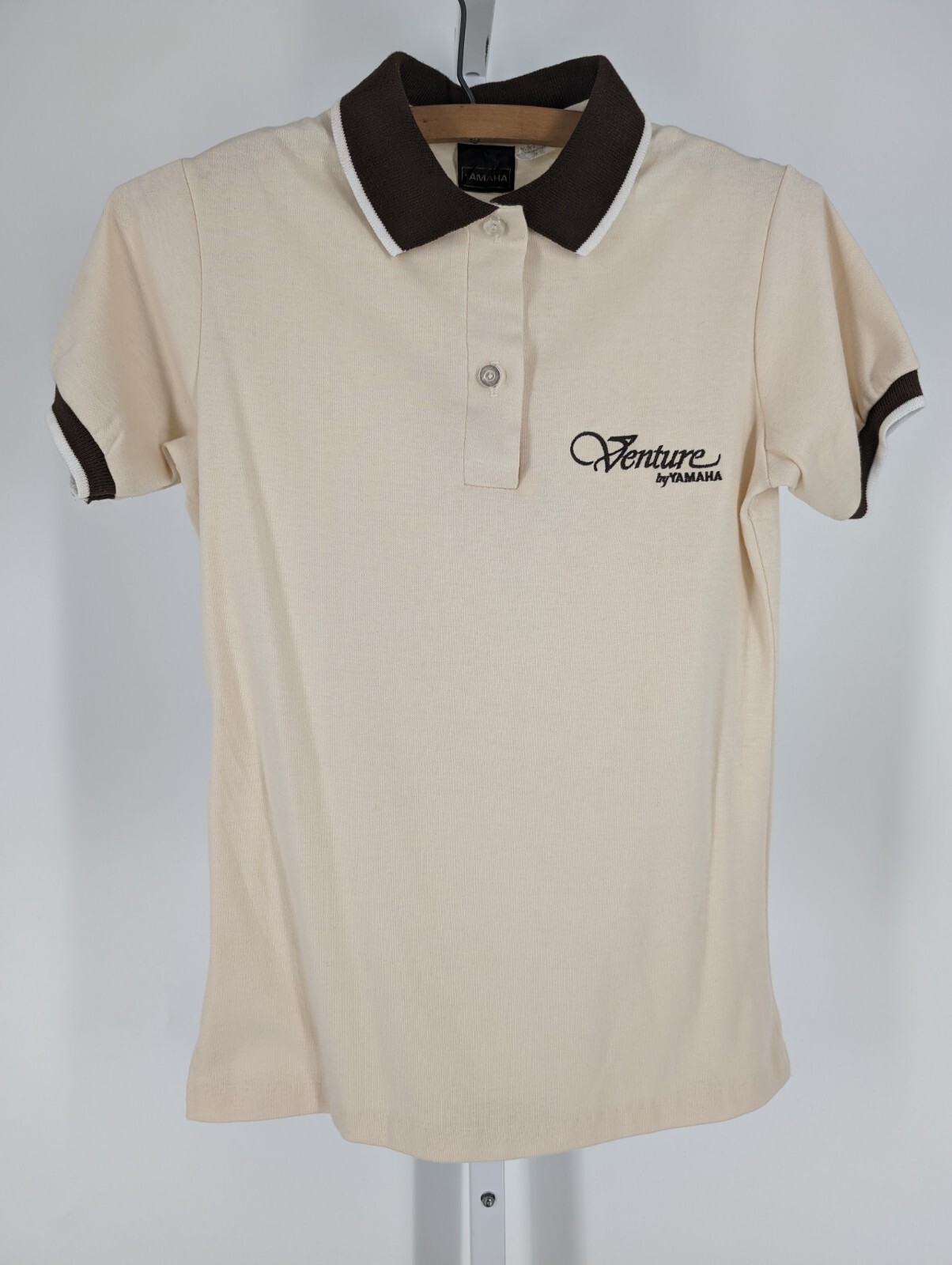 Yamaha Venture 80s Promo Motorcycle Ringer Polo Worker Shirt Small 34″