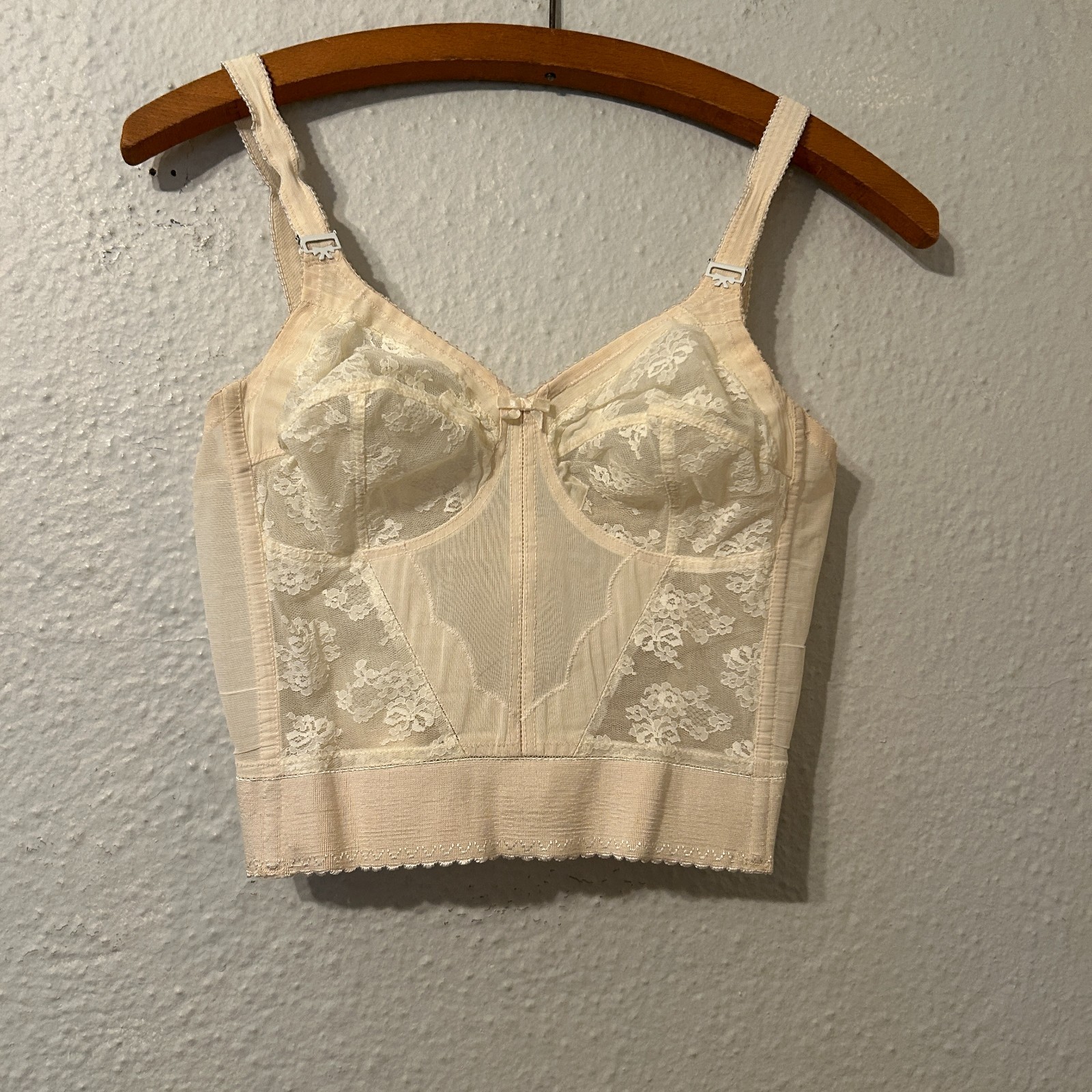 Vtg Sky Bali Bow-Bra Long Line Girdle Size B 36 Lace Bow Corset