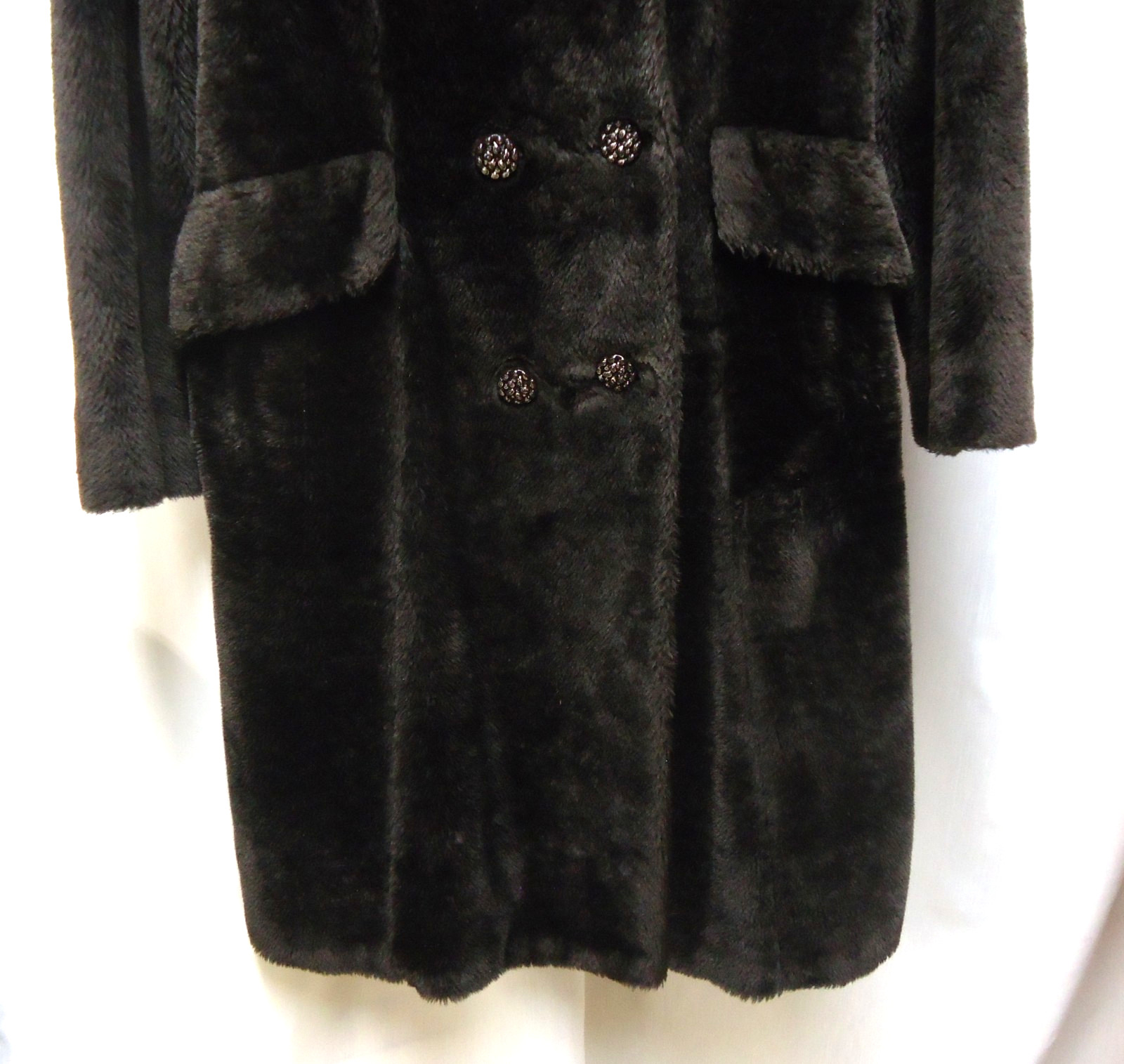 Vintage Women’s Betty Rose Dark Brown Faux Fur Double Breasted Coat