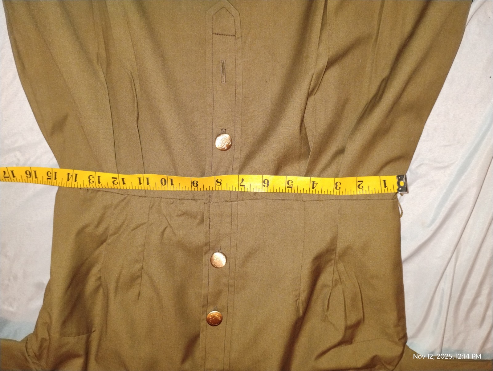 Vintage 1960s Nardis of Dallas Olive Green Shirt Dress Military Style
