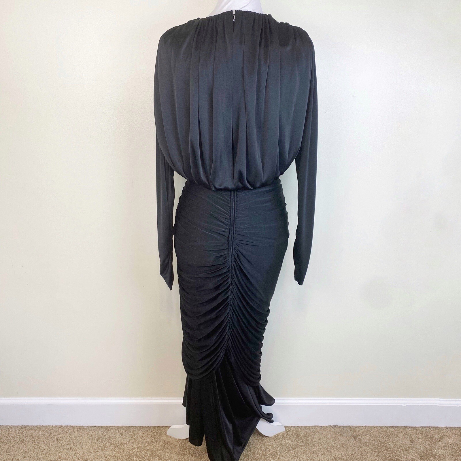 Vintage 80s Black Rhinestone Embellished Disco Cocktail Dress Size Small
