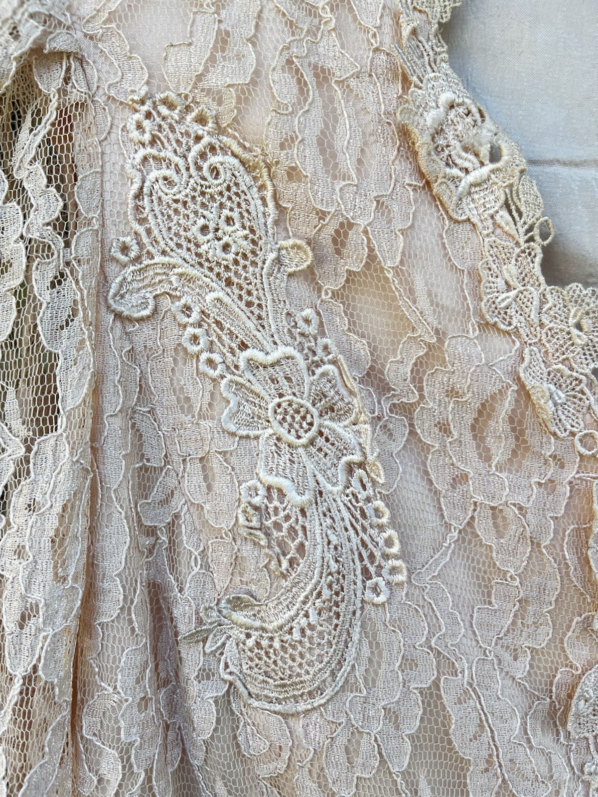 VTG 90s Lisa Michaels Romantic Coquette Top Jacket Peach Lace Size 24