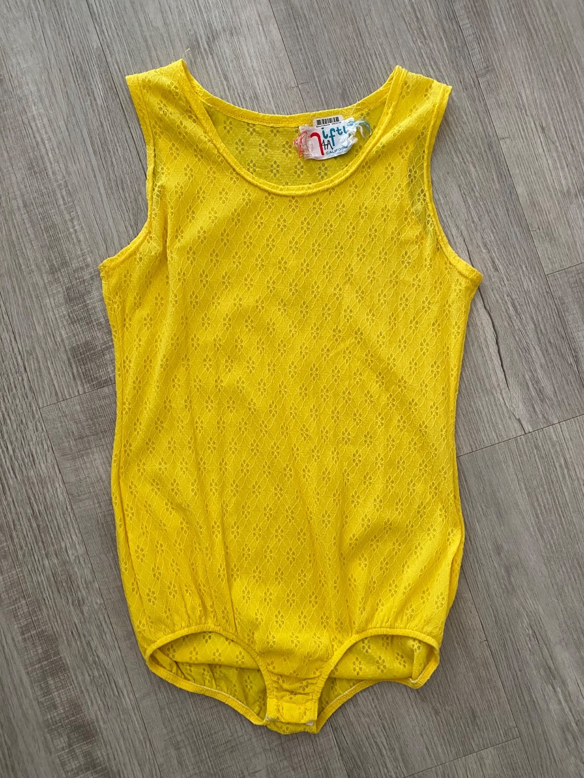 Vintage Nifty California 70’s Yellow Stretch Lace Bodysuit Festival Retro – S/M