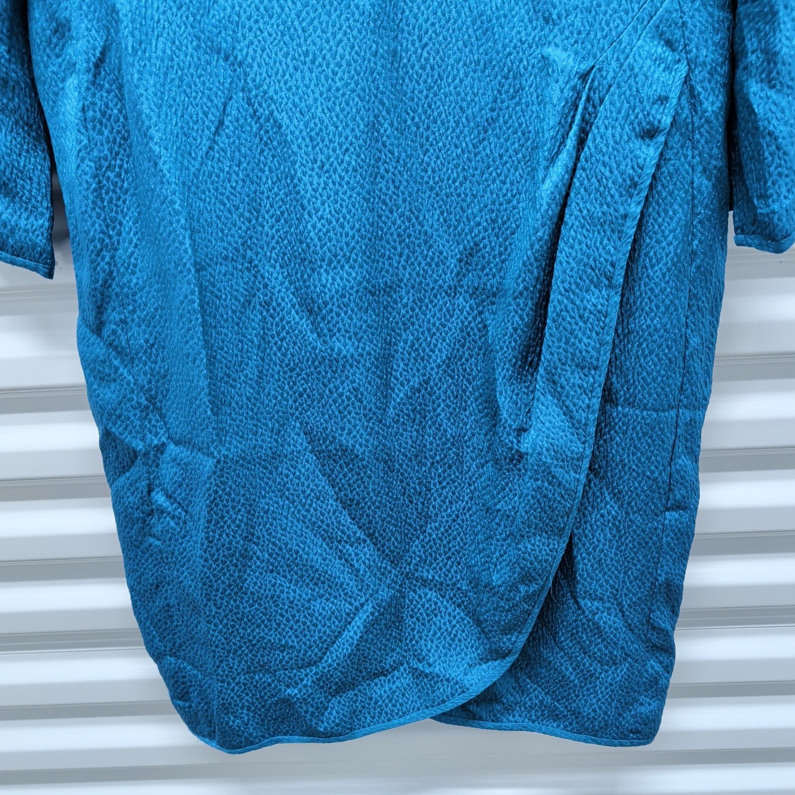 Stanley Platos Martin Ross Size 12 Womens Teal Blue Jacquard Vintage 80s Dress
