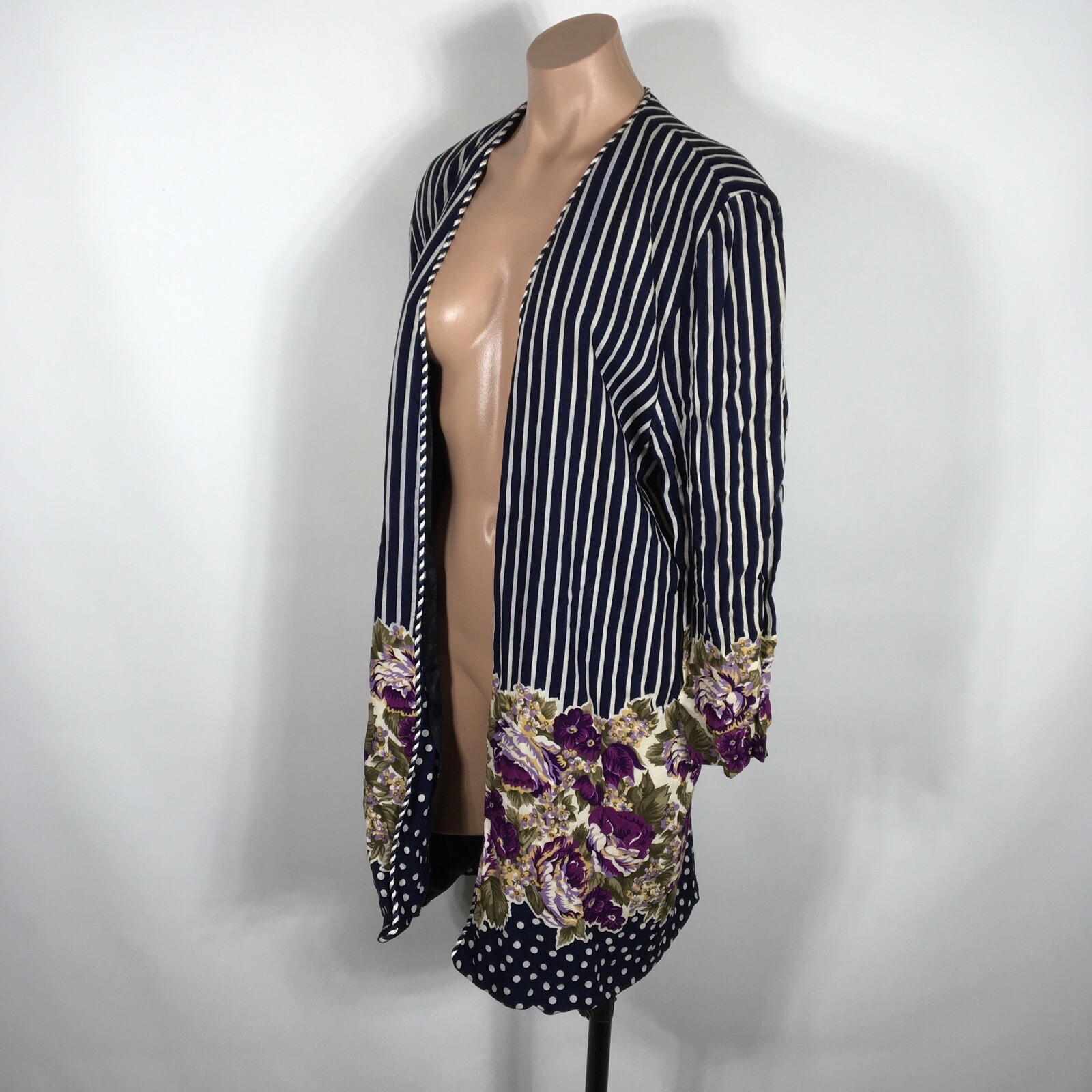 Jeffery and Dara Polka dot striped floral jacket shrug cardigan VTG 80s 11/12