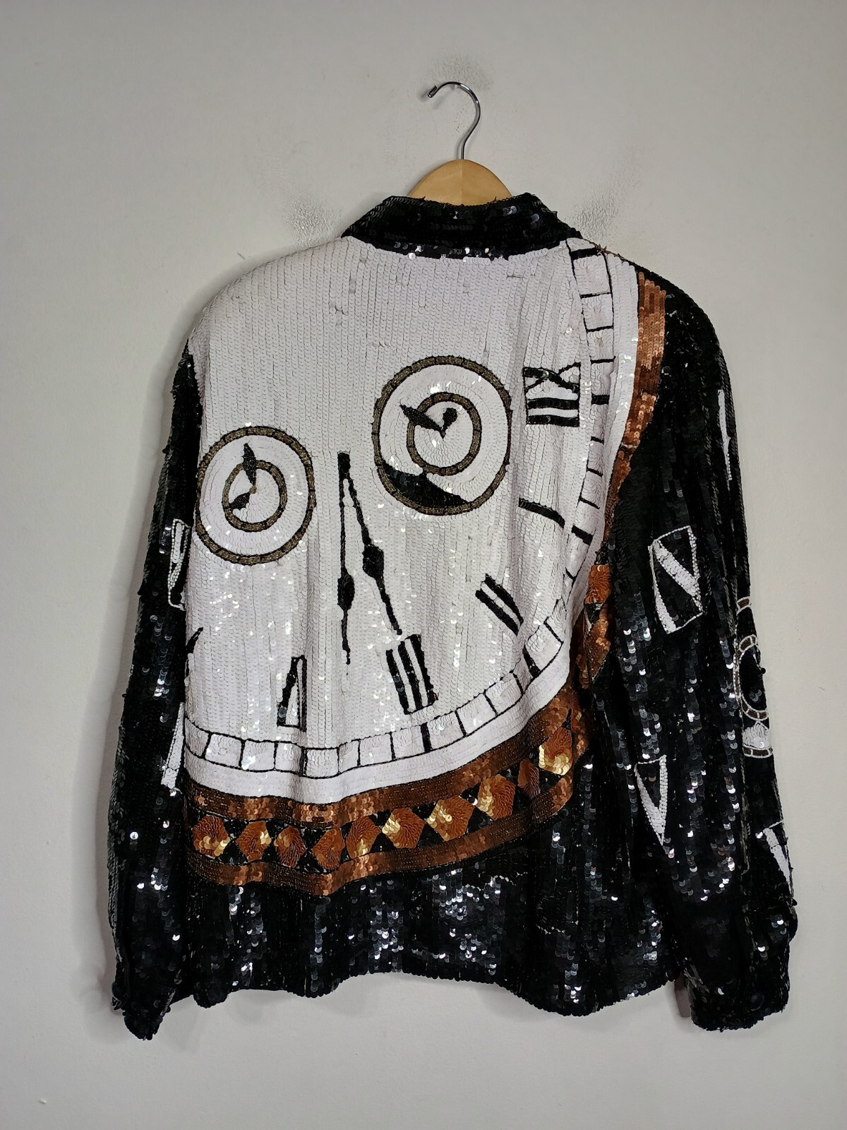 Vintage 90’s Modi Sequin Jacket Clock 100% Silk 1X