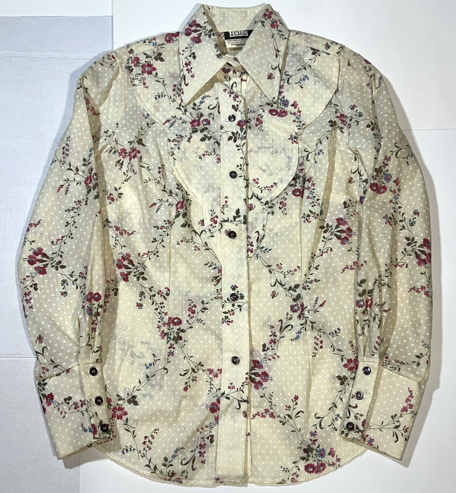 VTG Fenton Westerns Cowboy Cowgirl Floral Polka Dot Button-Down Shirt Top 12 NEW