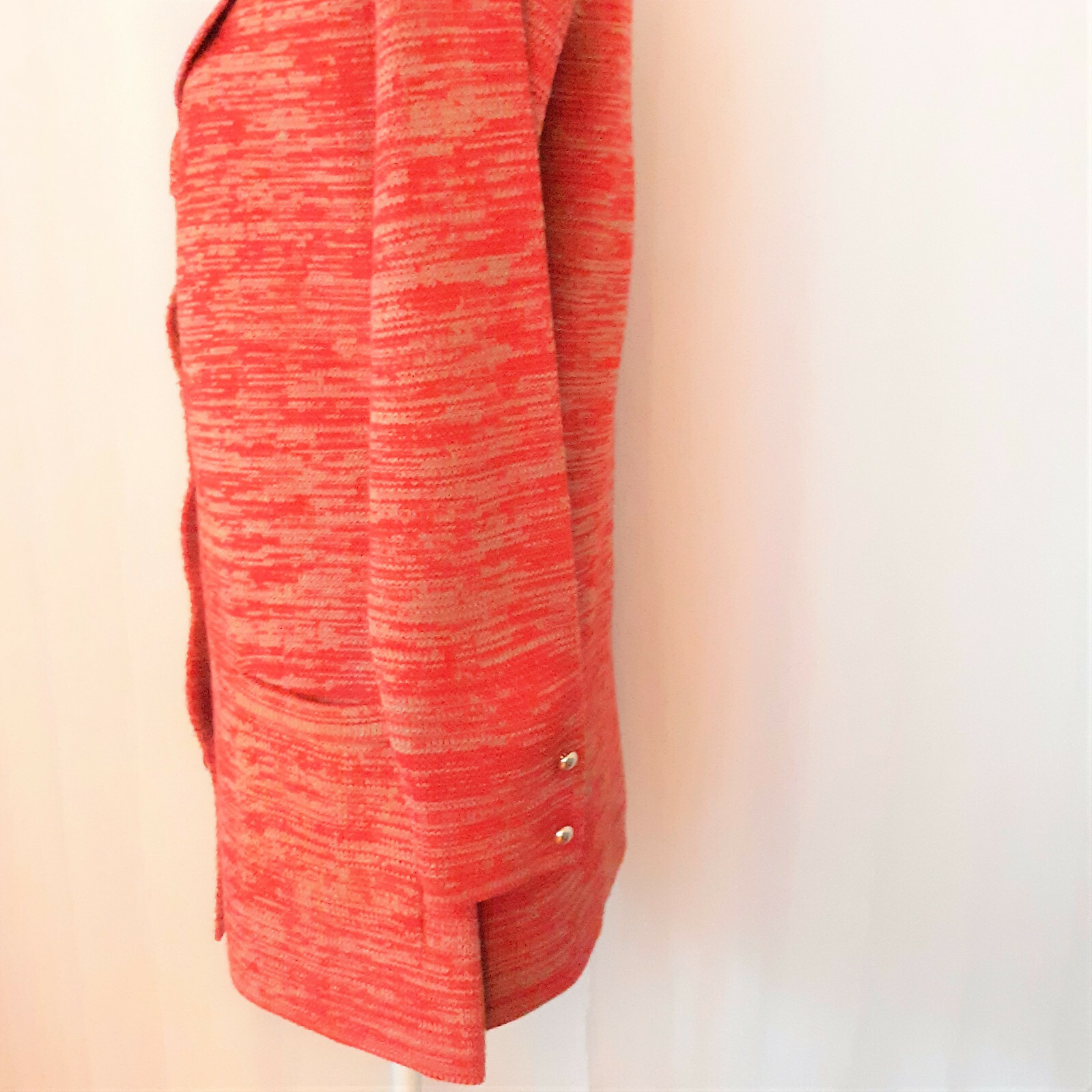Vtg. 70’s Full Fashioned Heavy Knit Orange Button Front Jacket Size M Pre-Owned