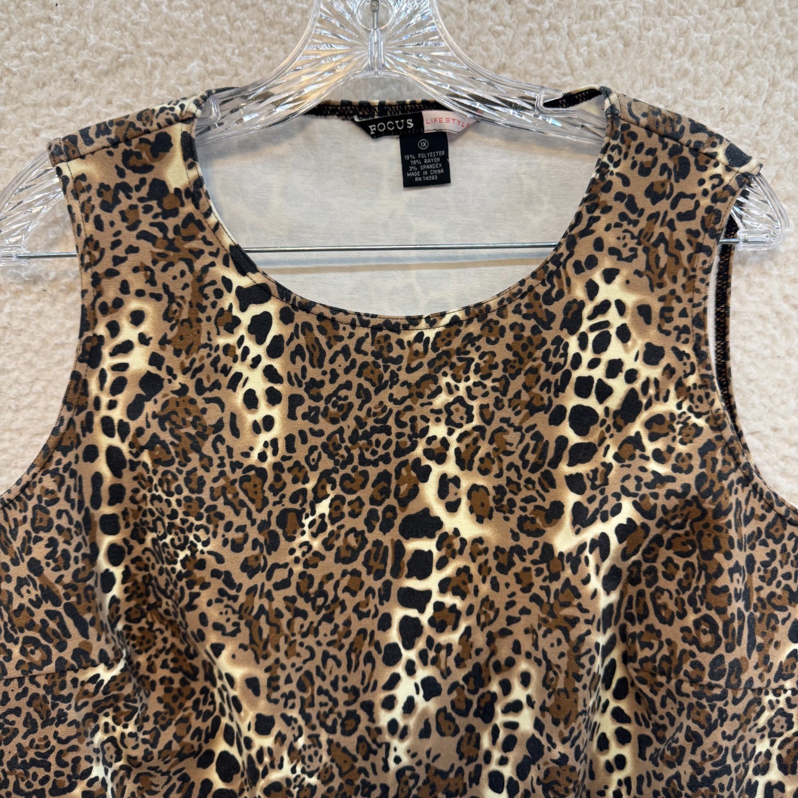 Y2K Vintage Tank Top 1X 2X XL XXL Cheetah Leopard Animal Print Boho Bohemian
