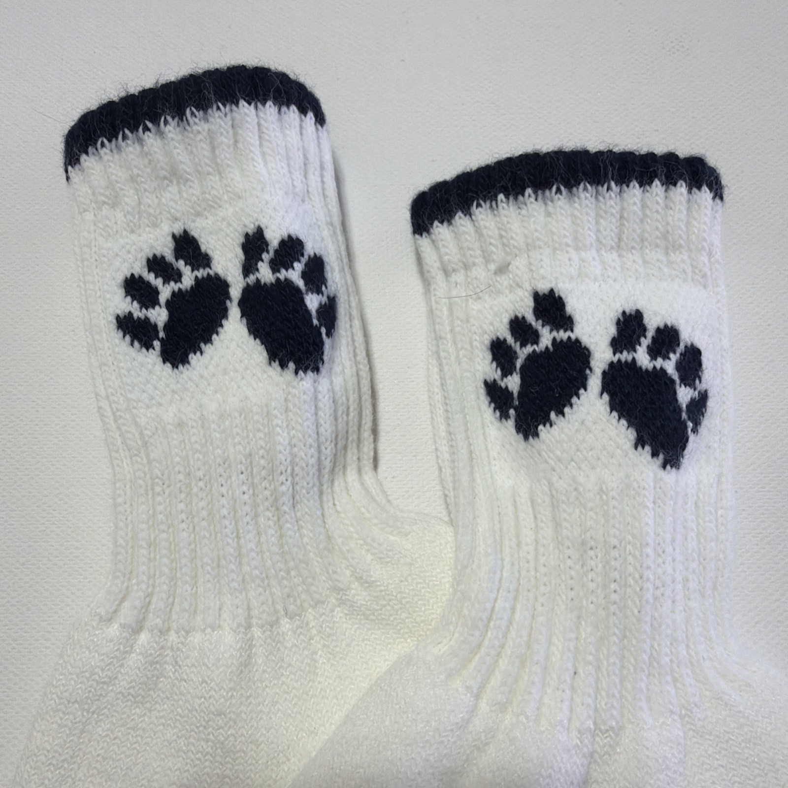 VTG Socks Cheerleading NOS Acrylic Nylon 8.5-11 White Navy 90s USA TCK Paws.