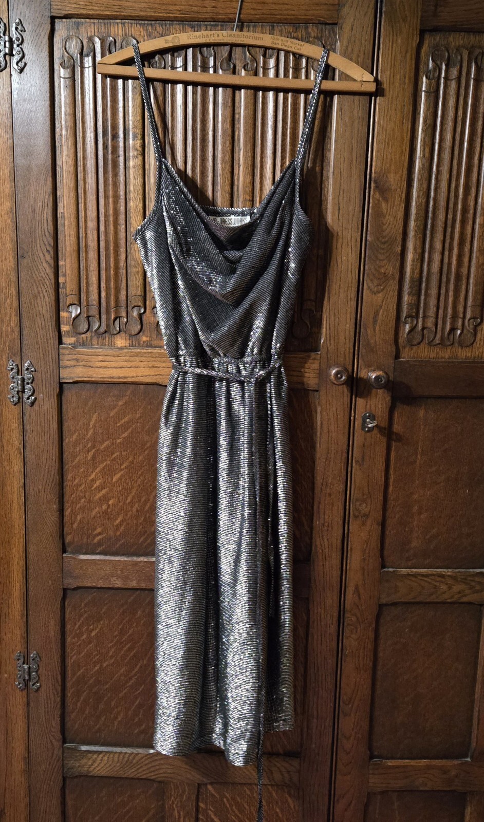 Vintage 70s 80s Disco Shimmering Silver And Black Lurex Size 7 Jr Dressworks
