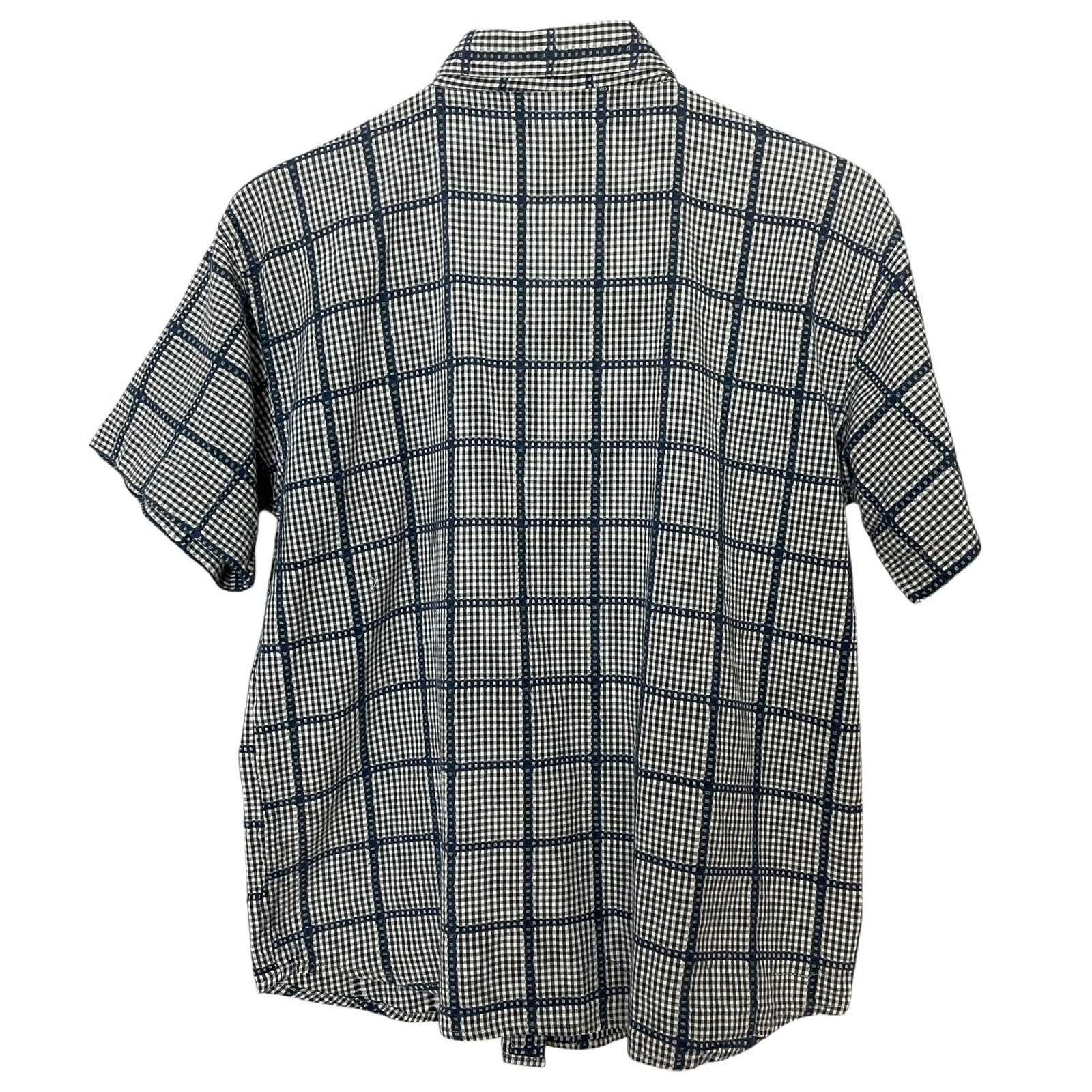 Vintage Gingham Shirt Floral Embroidery Women Size Large Cotton Country Twee Top