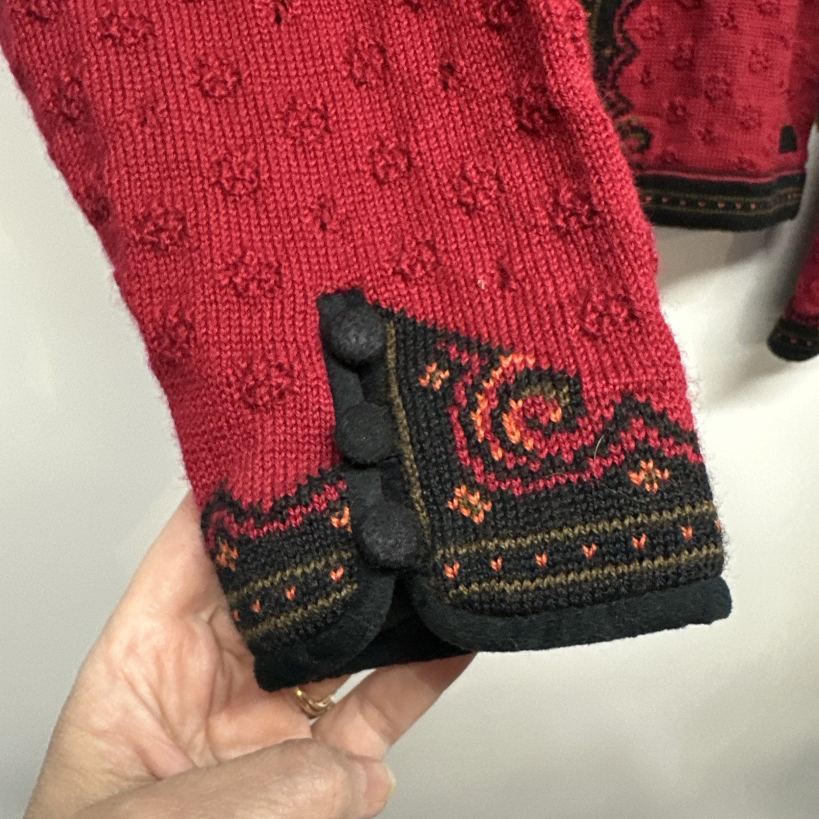 Women’s Dale Norway Red 100% Wool Sweater Ladies Large L Cardigan Dale Casual