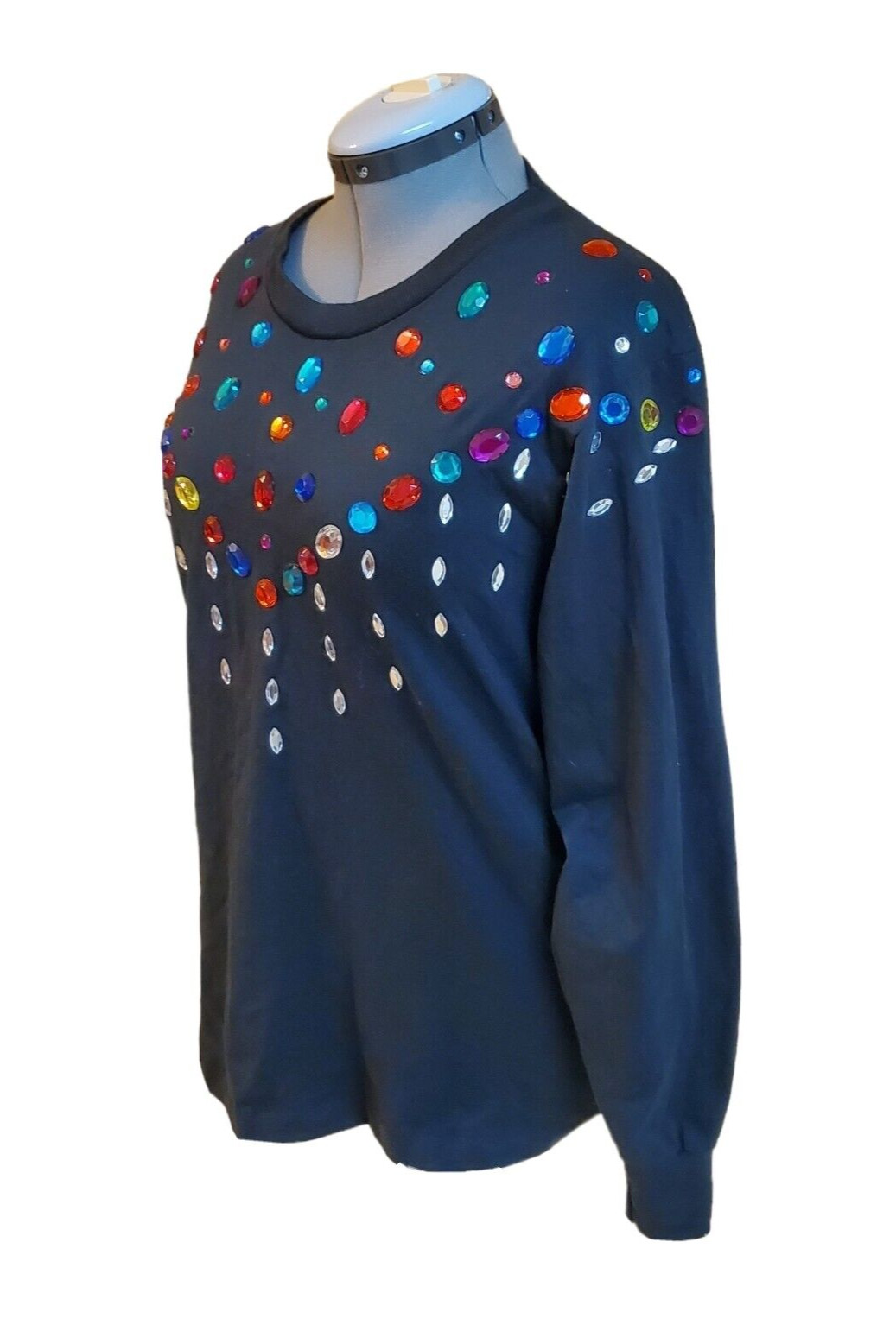 VTG Screen Stars Best Women’s Black Colorful Beaded Long Sleeve TShirt Large USA