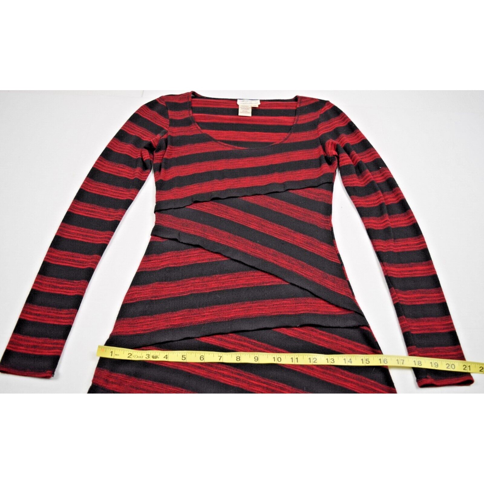 Vintage Mini Dress MSSP Size XS 90s Black Red Striped Bandage Style Soft Stretch