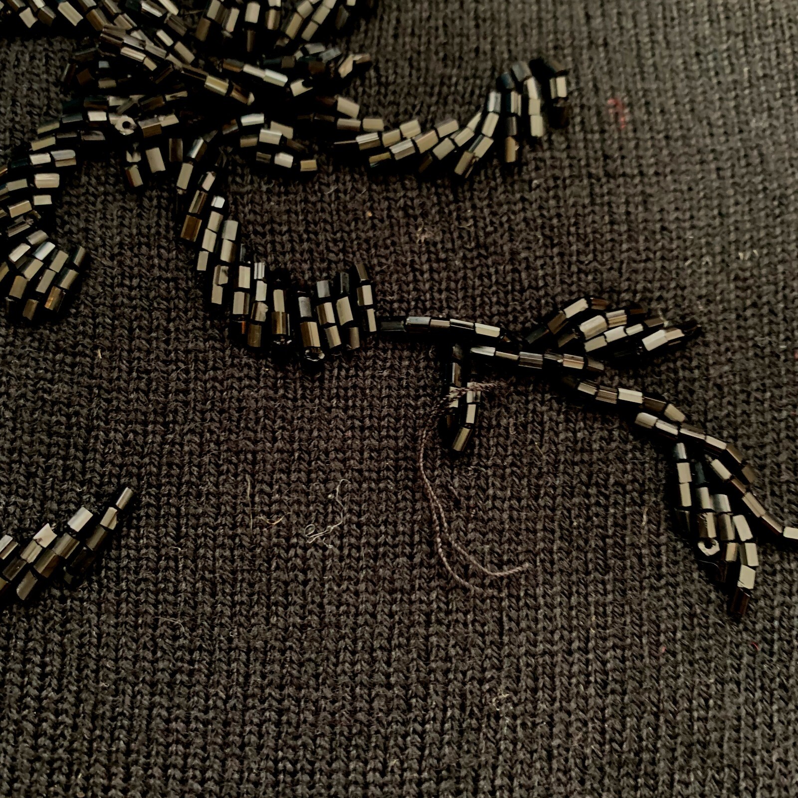 Vintage Womens Beaded Fairy Grunge Turtleneck Top Small Black Made Hong Kong
