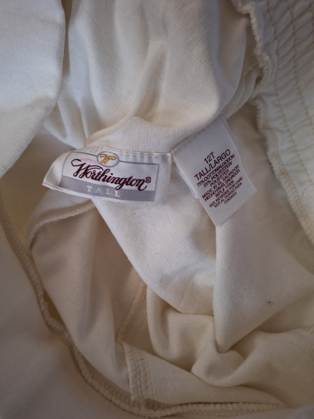 Vintage Cream Stirrup Pants 80s Size 12 Tall