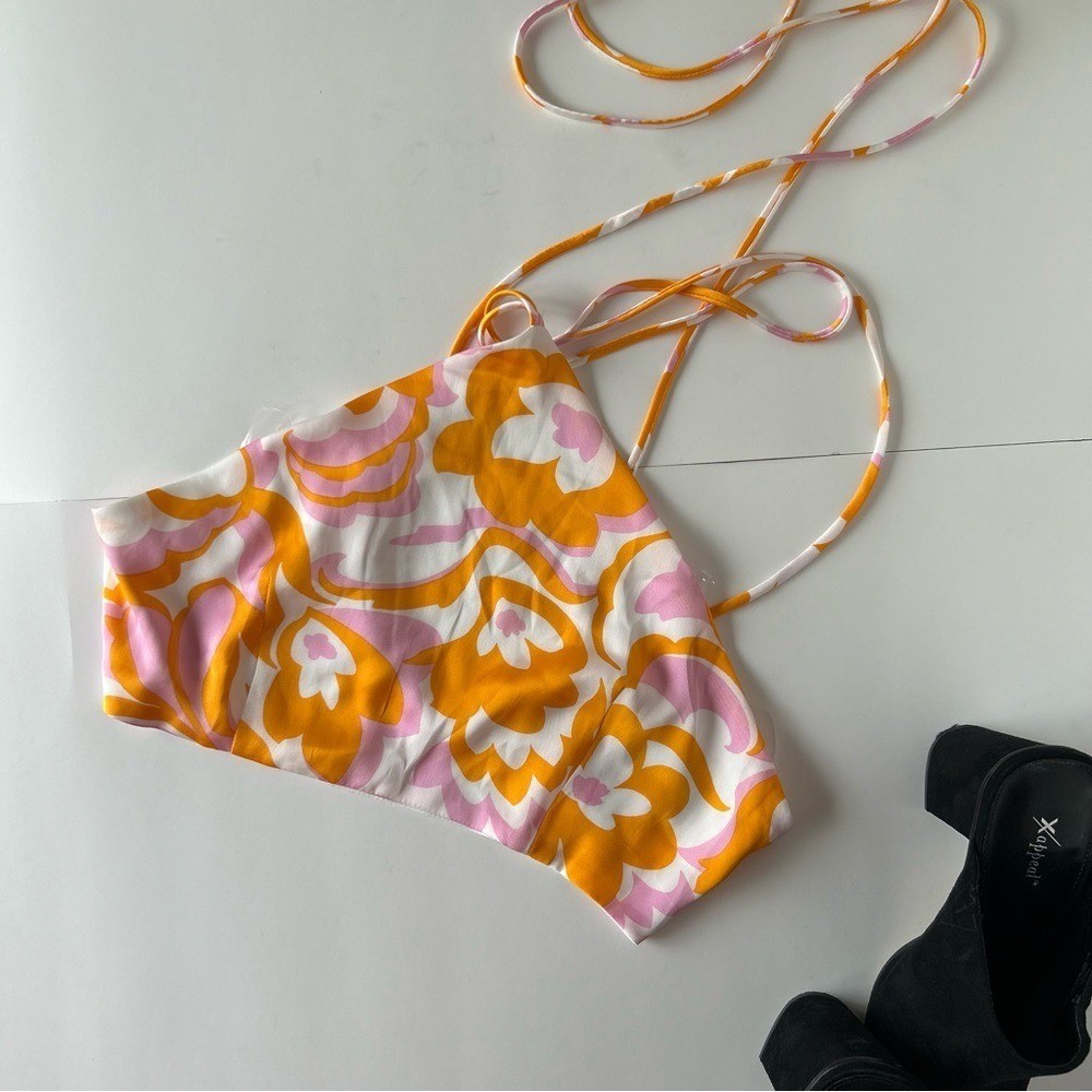 Lumiere pink and orange 70s inspired halter