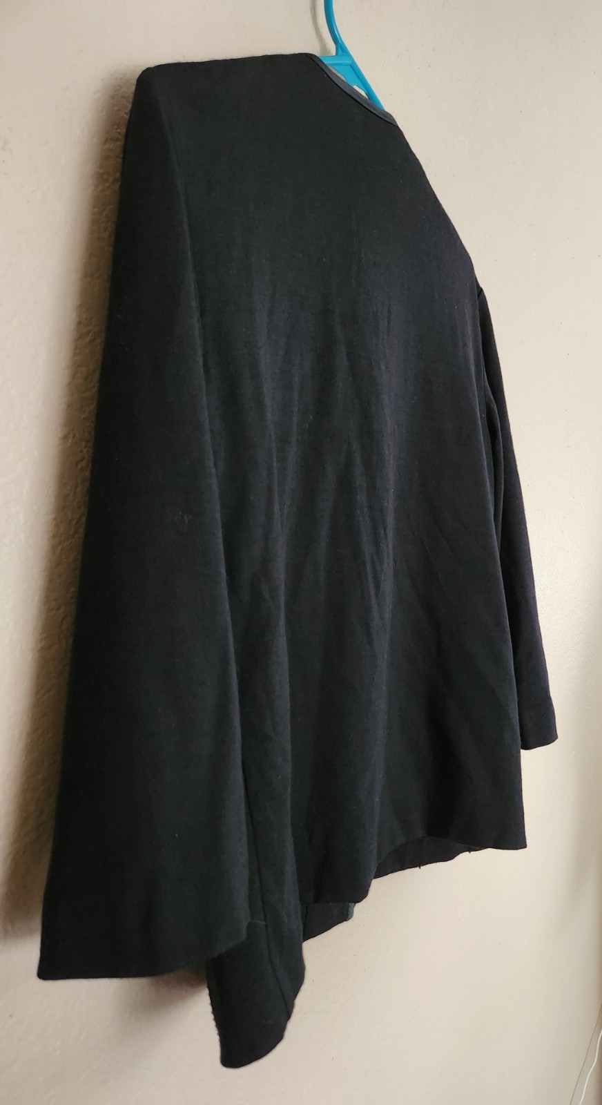 Vintage Gino Paoli Sweater Beaded Black Wool Button Up Knit 3/4 Sleeve Lined