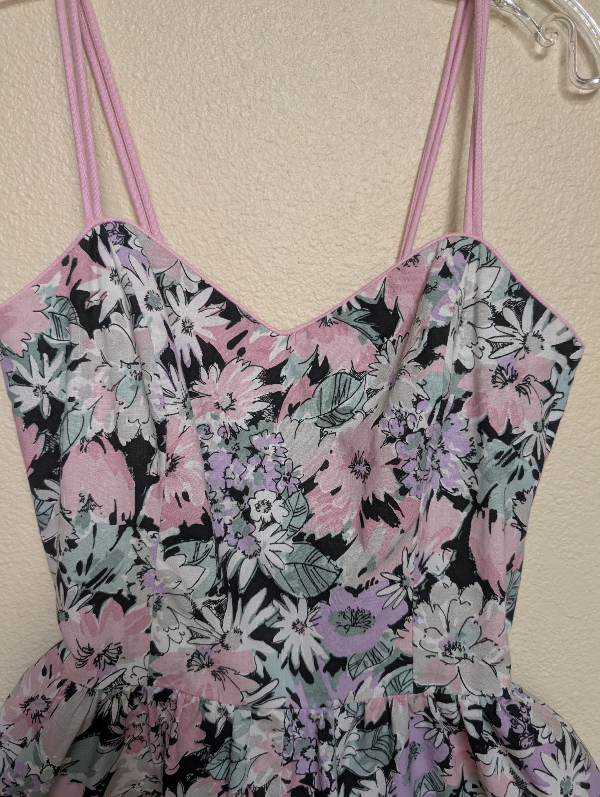 VTG Lang Originals Romantic Floral Sun Dress Jacket Sweat heart Neckline USA