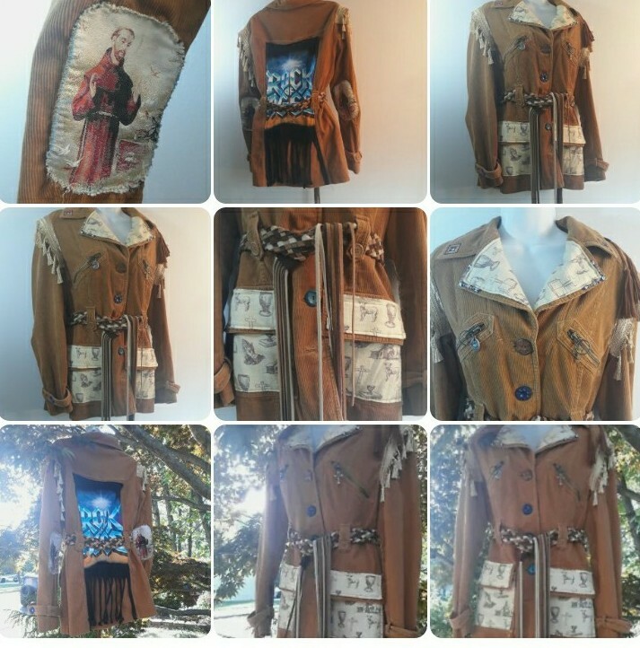 Rock of Ages 80s religion vtg upcycled Jacket Meds-one of a kind details