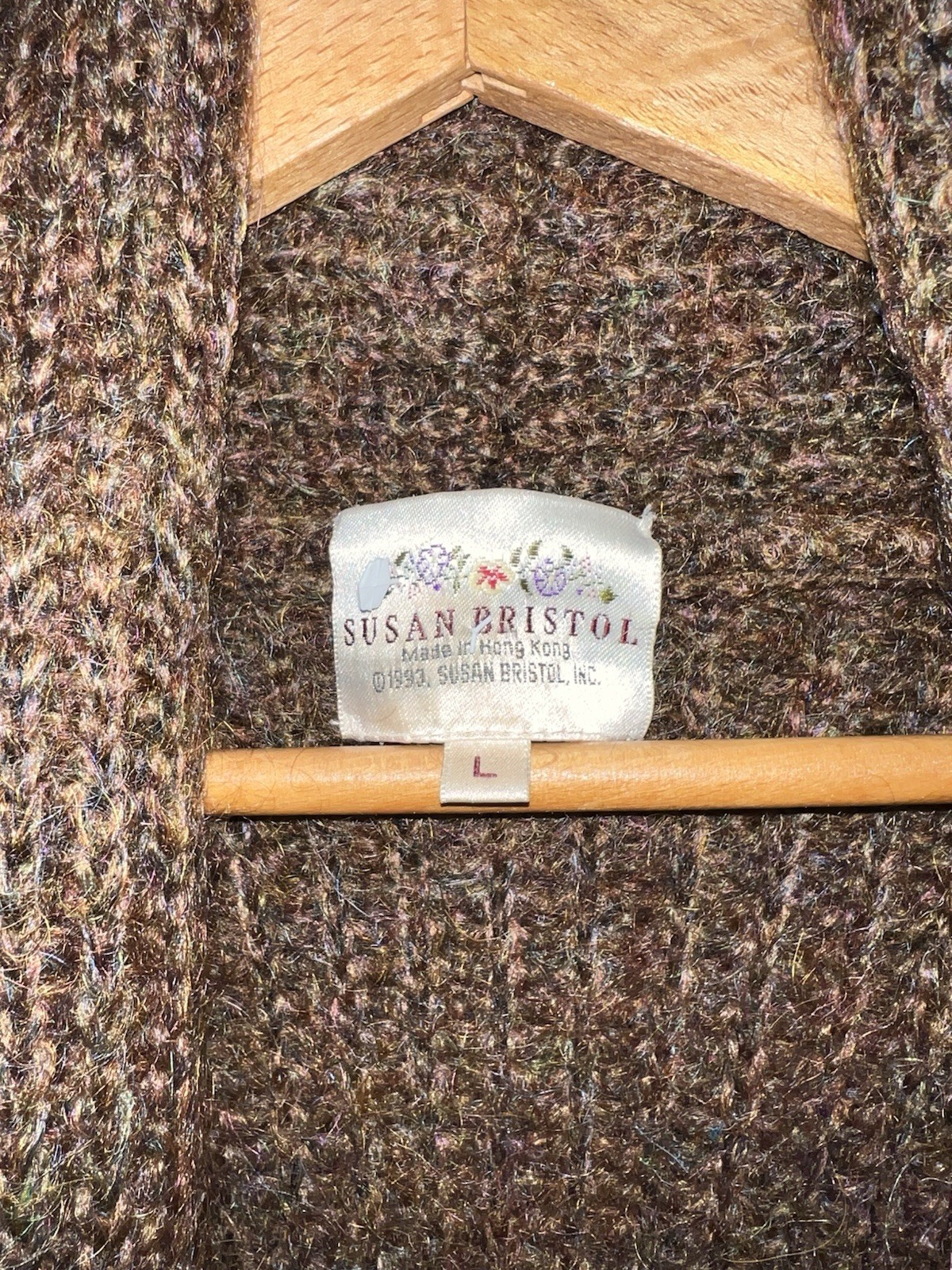 VINTAGE 1990’s MOHAIR SUSAN BRISTOL LONG SHAWL COLLAR SWEATER KURT COBAIN