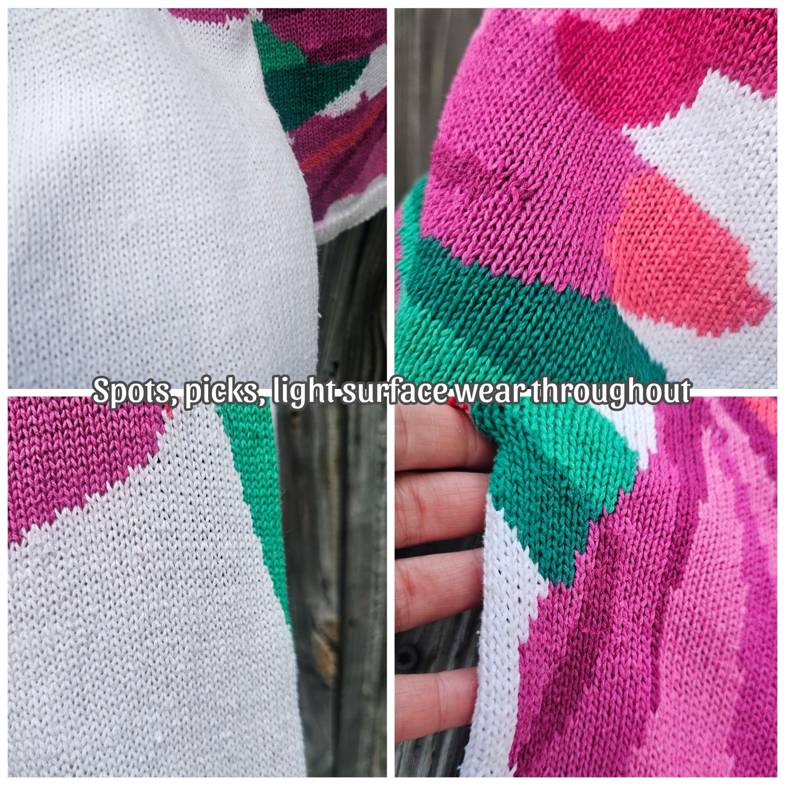 Bright Pink Floral Sweater Pierre Cardin Size S White Flower Vintage Colorful