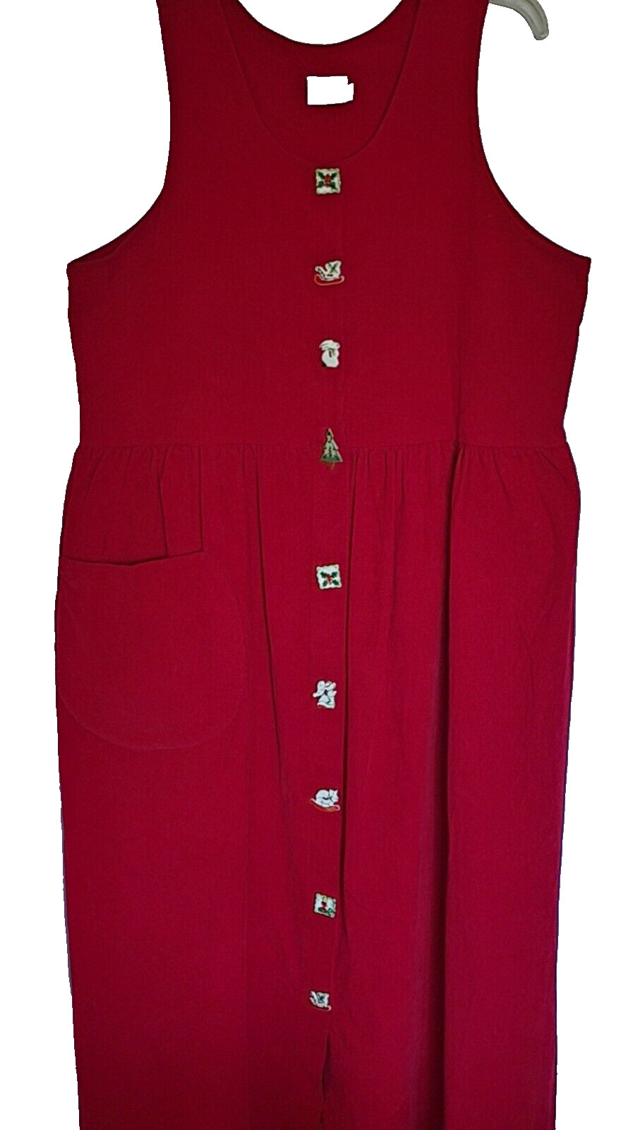 Vintage Dogwood Lane Dress Womens Size Large Christmas Mrs Claus Corduroy Red