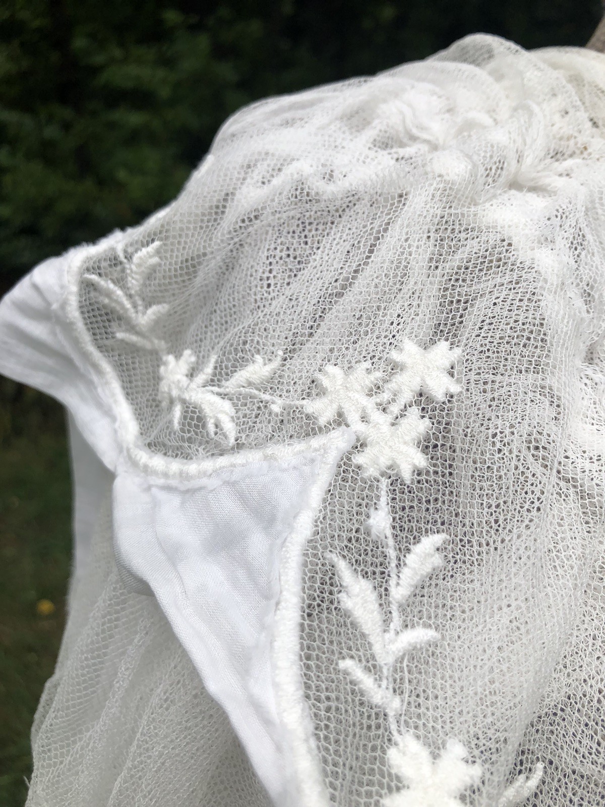 Vintage Edwardian Ethereal 1900’s Sheer Net Embroidery Bodice Skirt B 34” W 28”