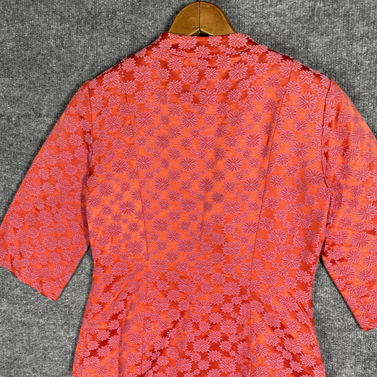 VINTAGE 60s Evelyn Pearson Lounge Suit Embroidered Silk Floral Mod Oriental