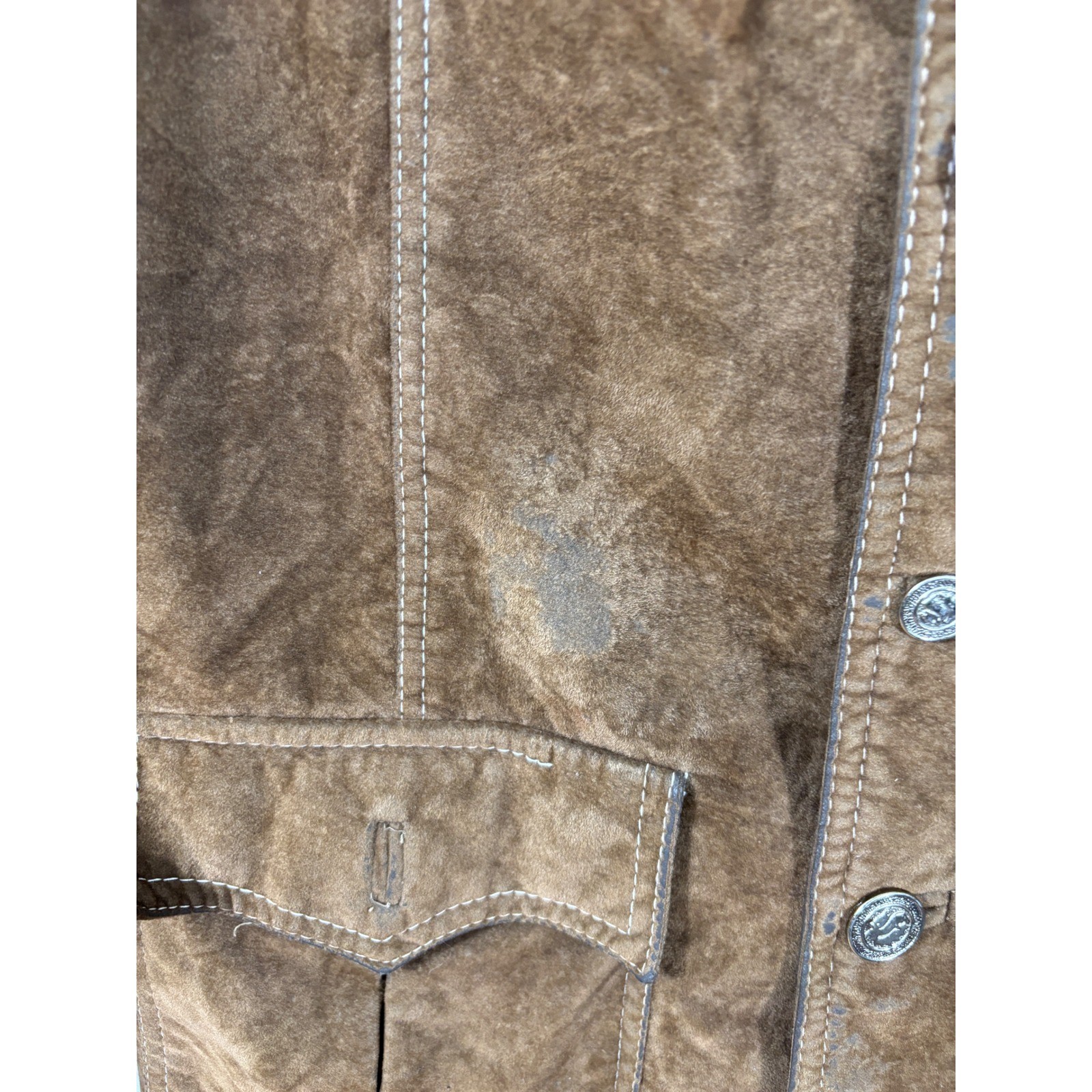 Milano Jacket Medium Brown Vintage 70s Suede Style Safari Utility