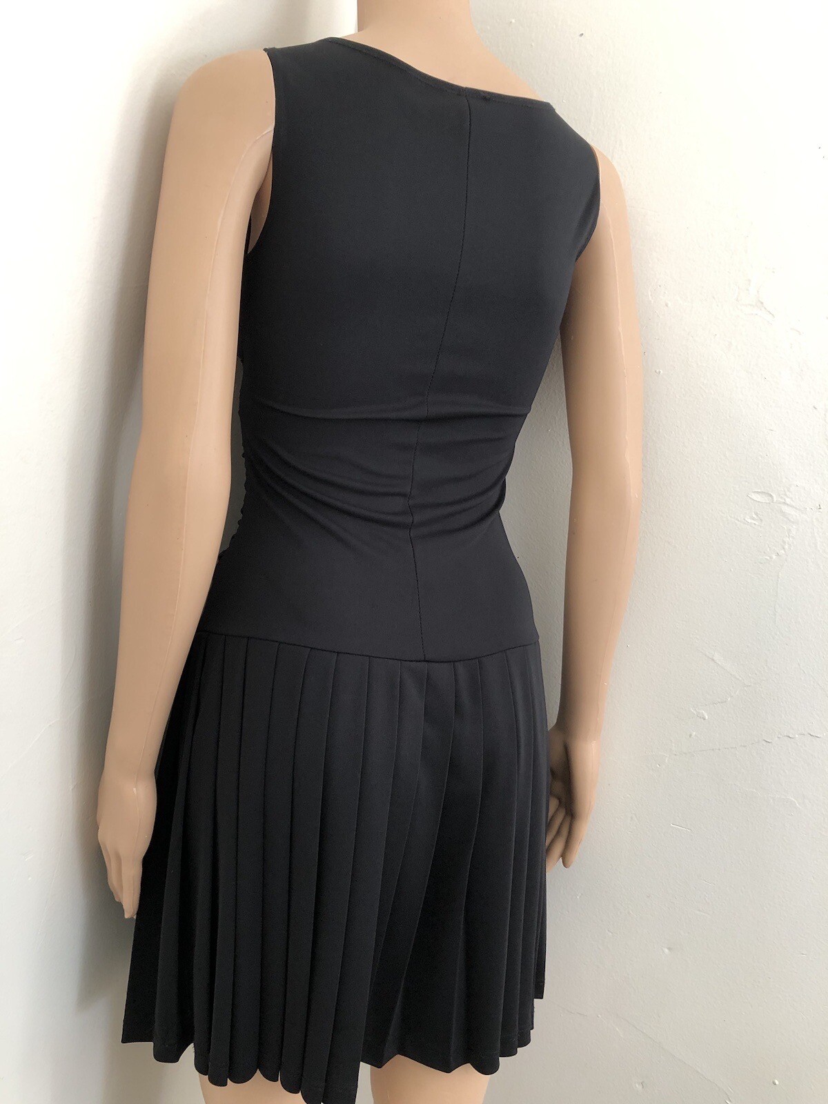Vintage Taboo Crossover Black Lbd Y2k Drop Waist Pleated Skirt Dress