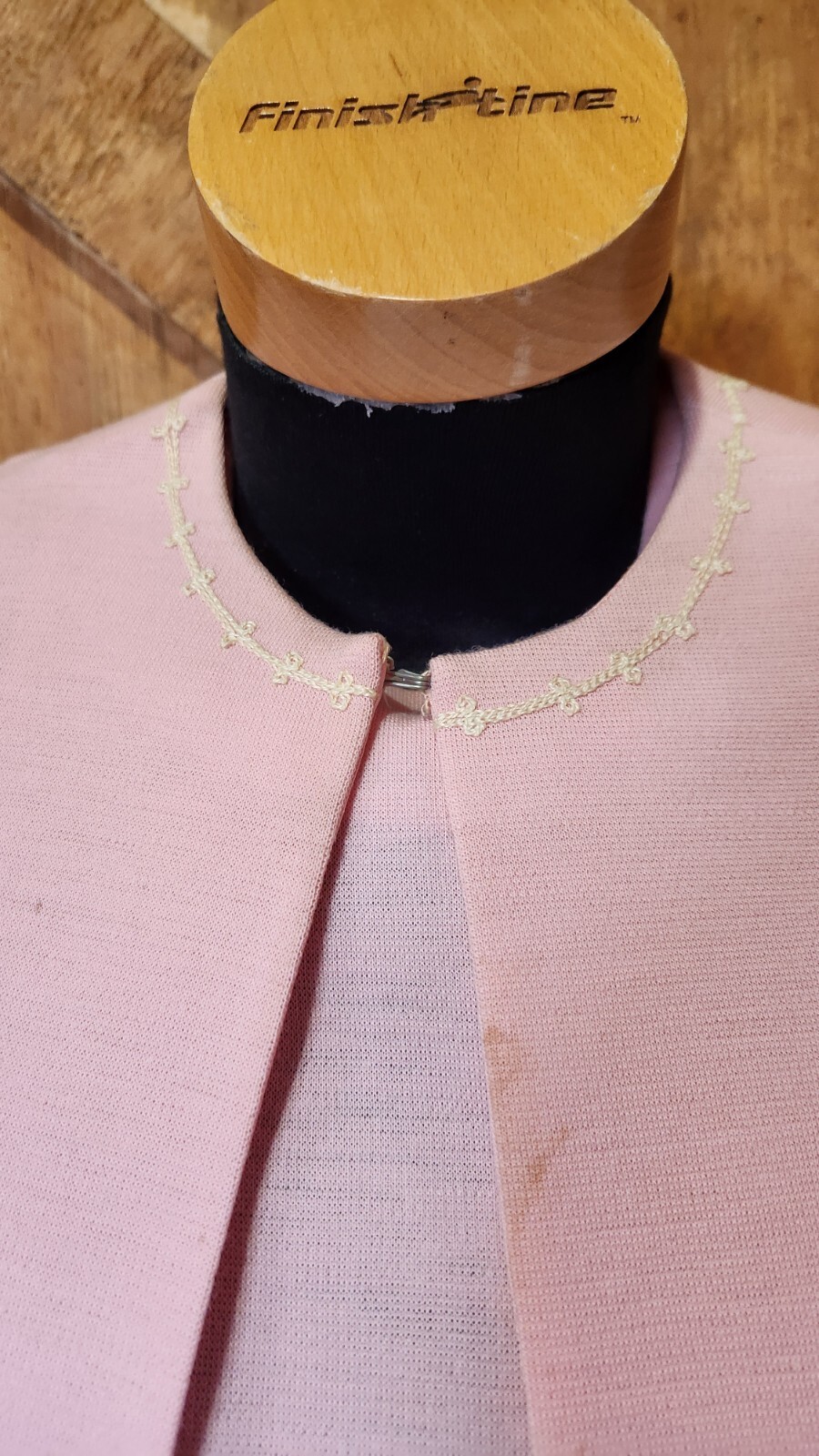 Gay Gibson VTG 1960s Pink 3 Piece Suit Womens Floral Embroidered Mid Century Mod