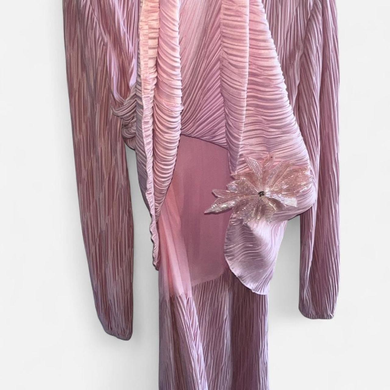 Vintage After Dark Dress Size 11/12 Pink Satin Pleated Overlay 1980s