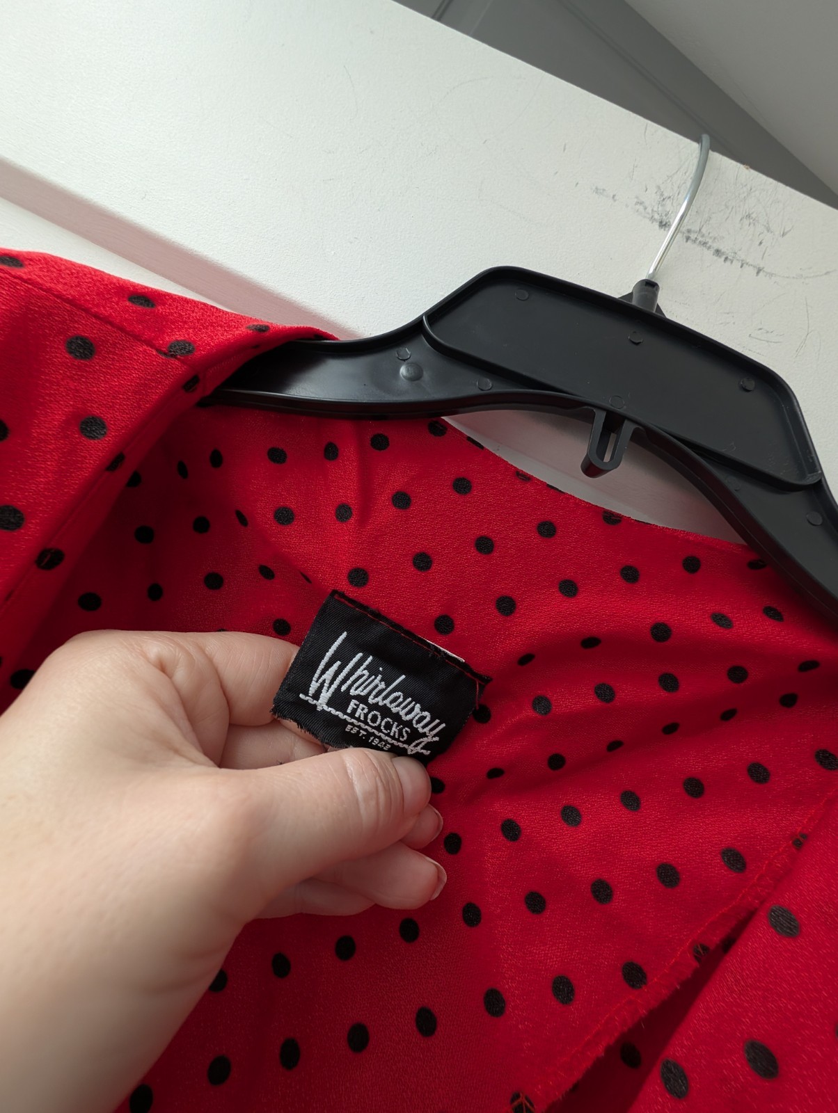 Vintage Whirlaway Frocks Top Red Black Polka Dot Shoulder Pads 12 Medium Large