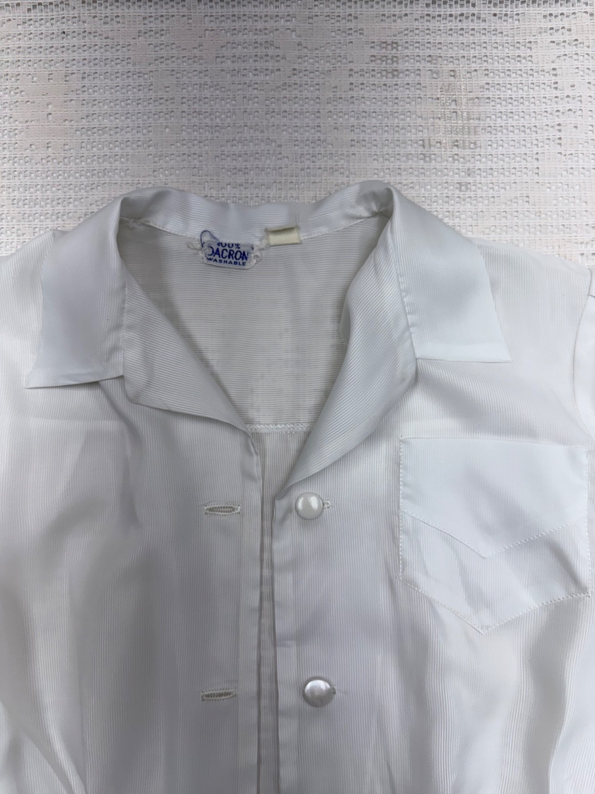 Vtg 50s 60s Nurse Waitress Removable Buttons Uniform Dress Small? White Dacron