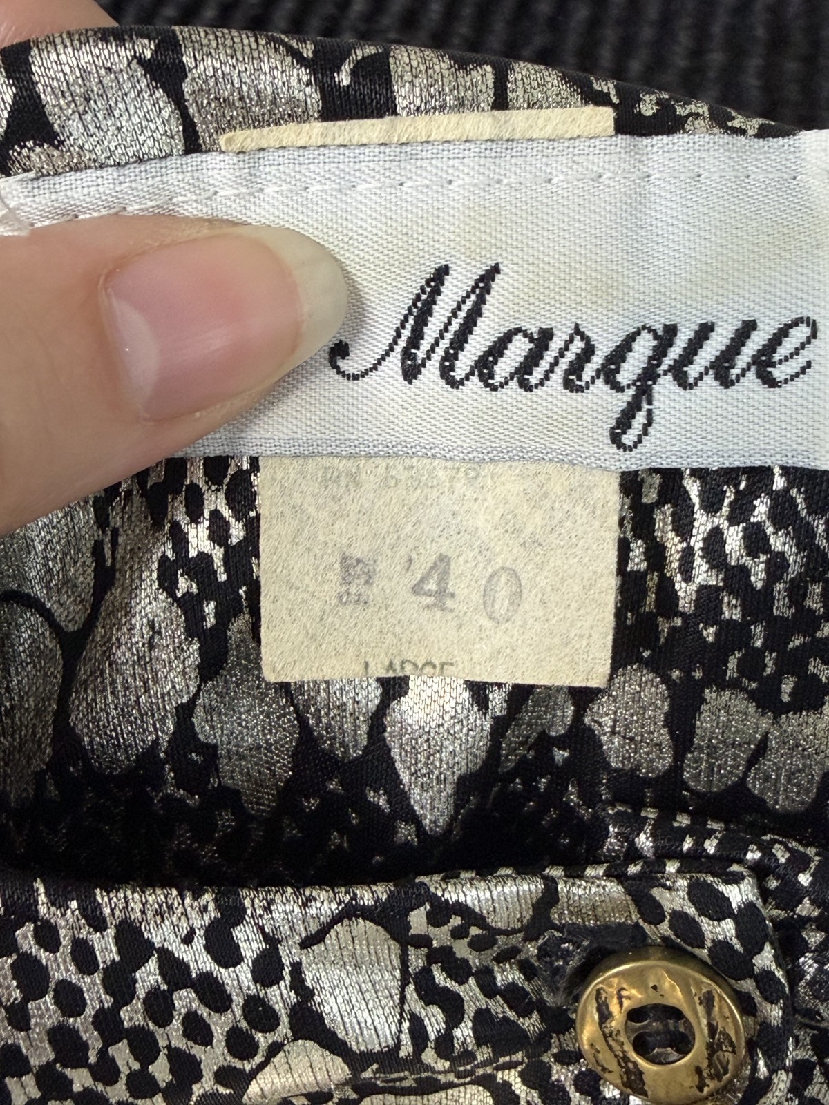 Vtg Jeri Marque Button Up Blouse Womens Sz Lg Abstract Retro