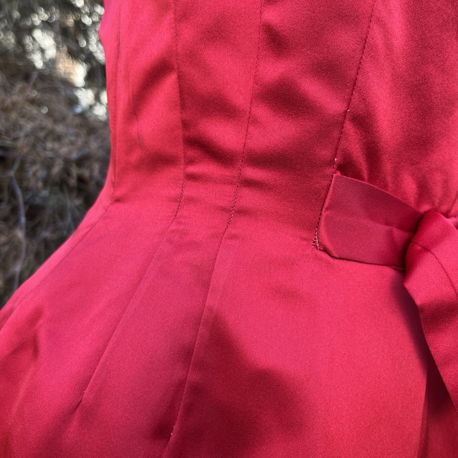 Vintage Ceil Chapman Dress 50s Red Spaghetti Straps Rare 🍒🍒 Bow