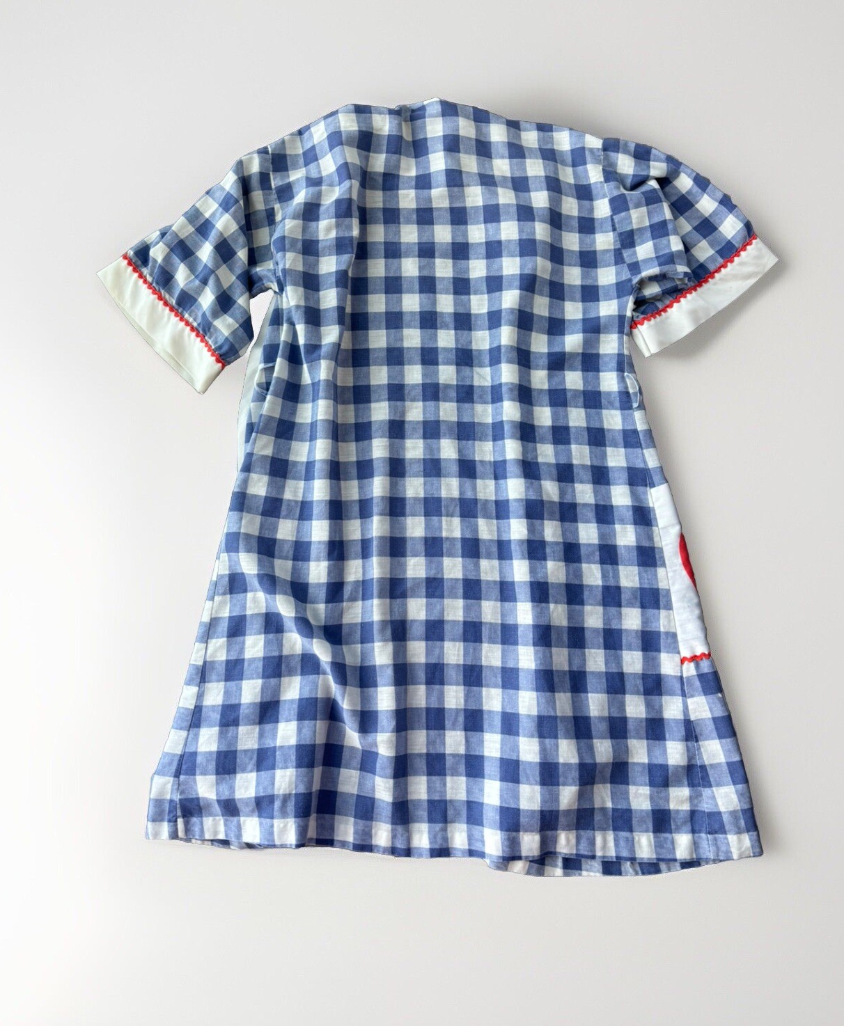 Vintage JCPenney Blue Check Cotton Robe Womens Size M Belted Pockets Americana