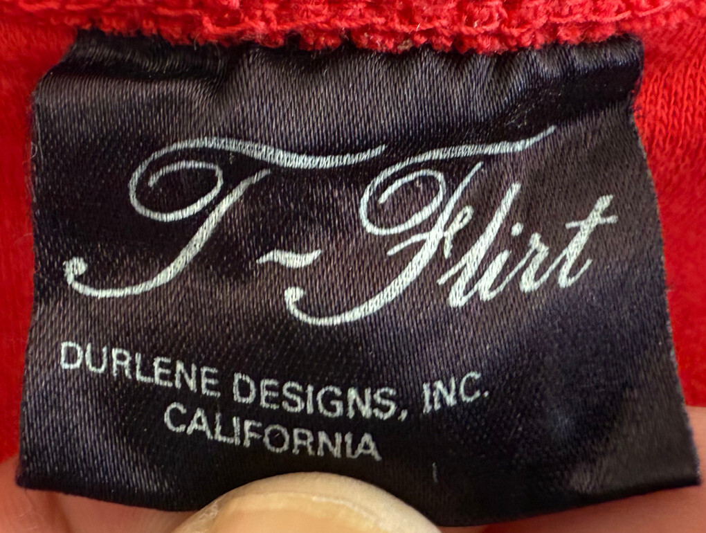 Vintage 1970s T-Flirt Durlene Designs Fremont Volleyball Red Polo Shirt Size M