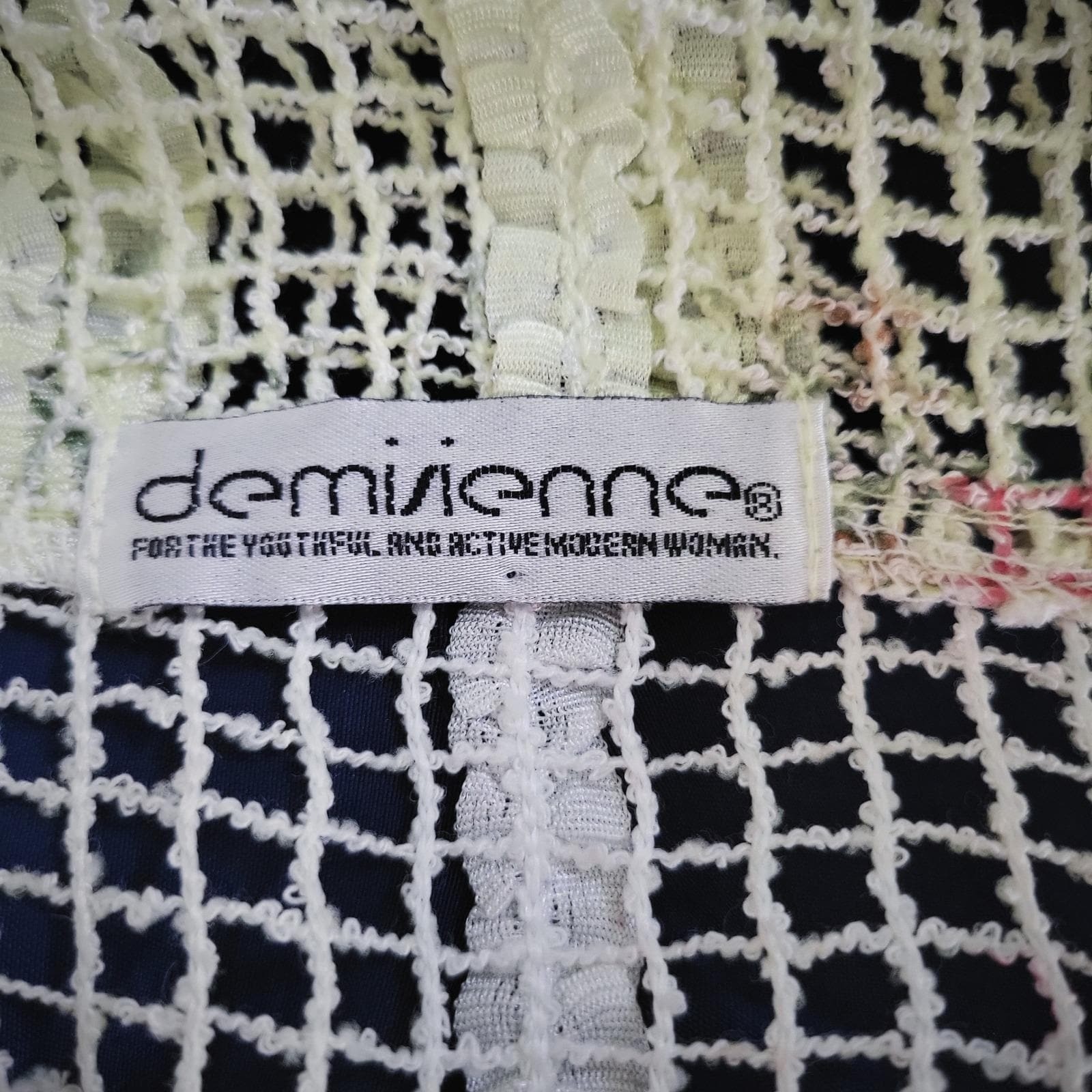 Demisienne Lace Cardigan Vintage Y2K Floral Mesh Sheer Jacket Yellow Boho Large