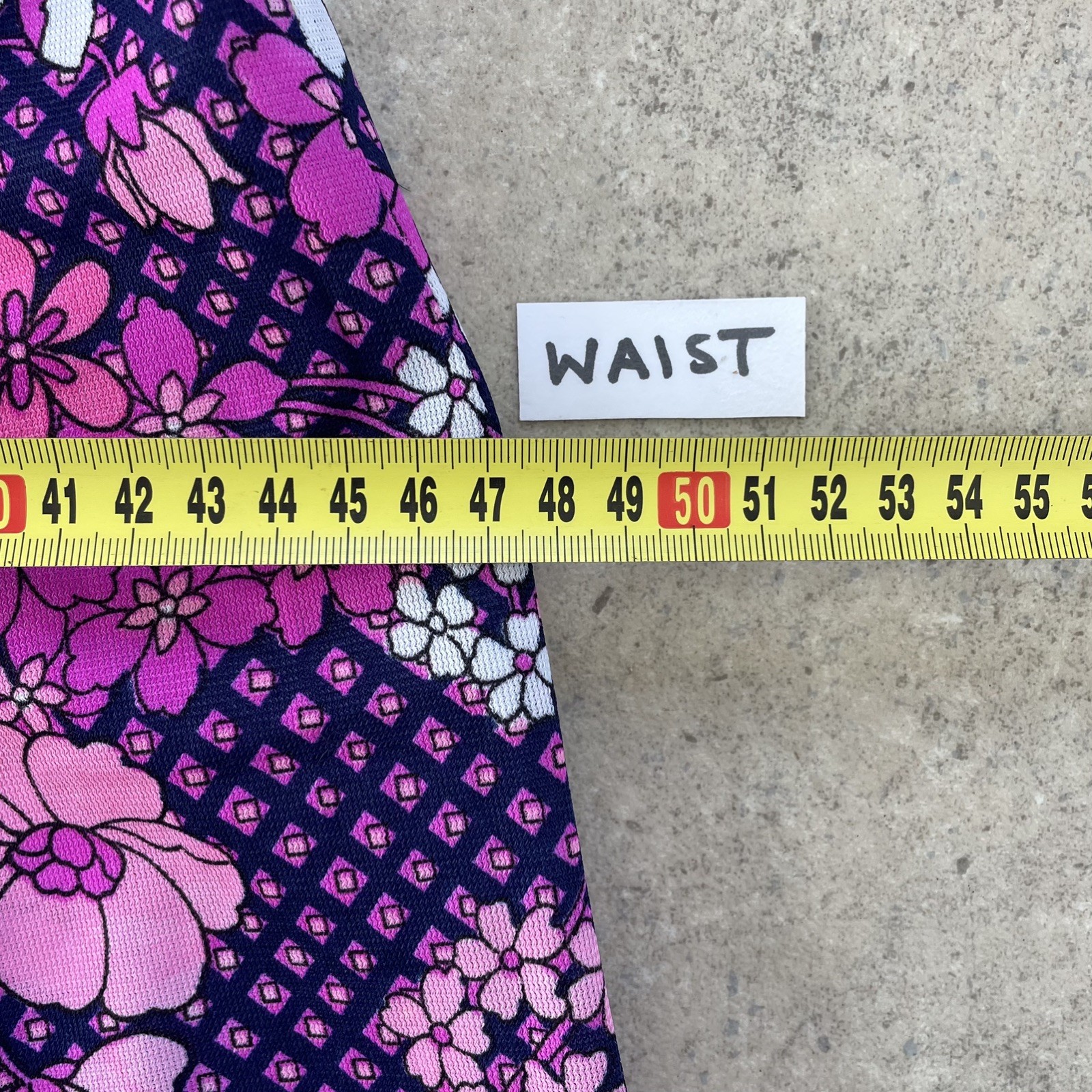 Vintage 60s Unworn size L Long Maxi Dress Pink Floral Fit and Flare