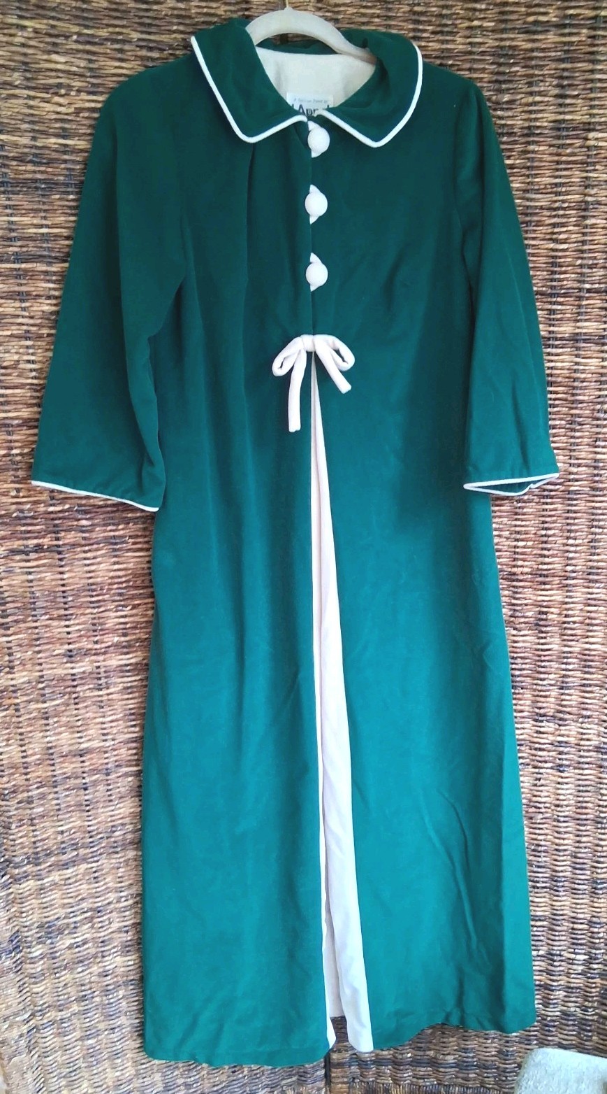 Vintage I- APPEL Long Velour Robe Womens Velvety BIG BUTTONS, Big Pleat,