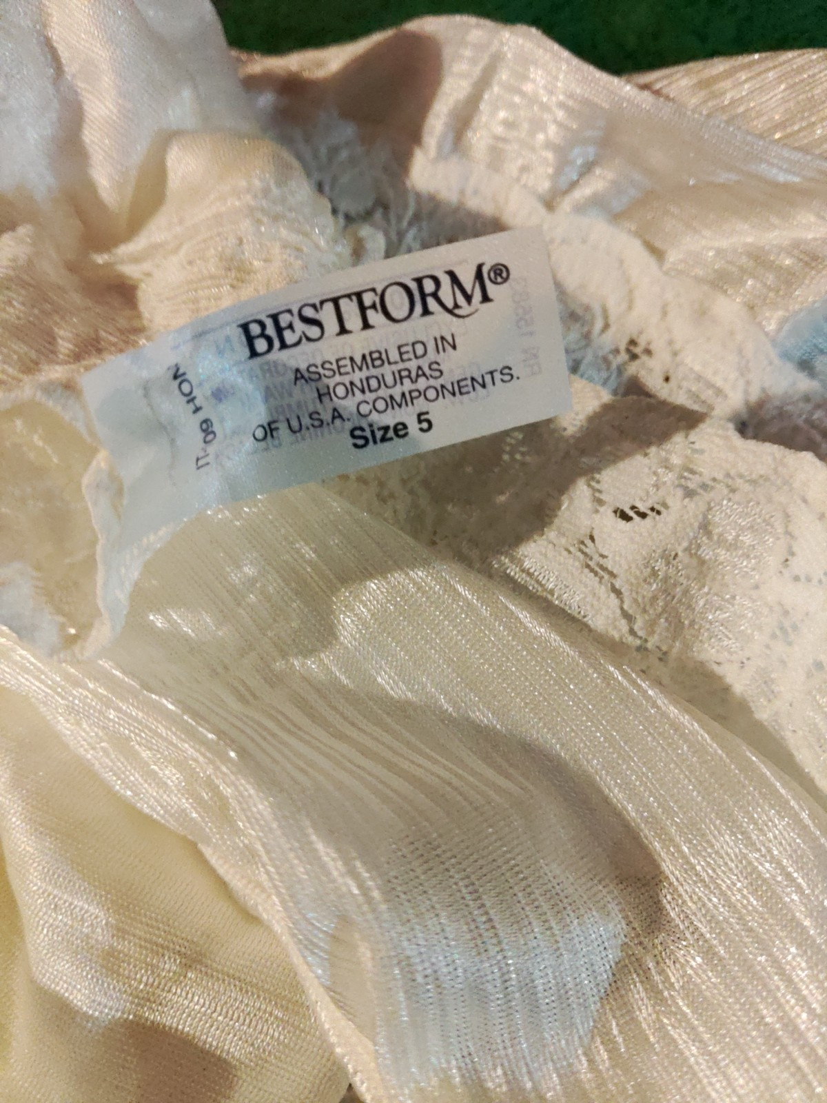 Vintage Bestform Panty Hi-Cut Panties Wide Lace Stripe Shiny Nylon White 5