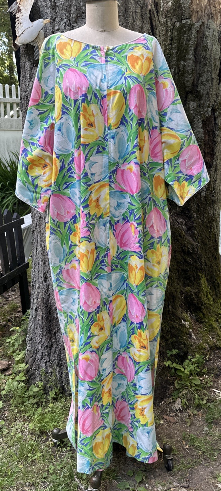 Vintage 60-70’s Chiha House Dress Floral And Fabulous Size 1X Maxi MCM