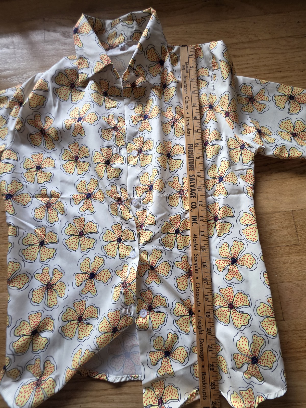 NWOT 70s Style Womens Floral Button Up Shirt Retro Yellow Boho Blouse Small