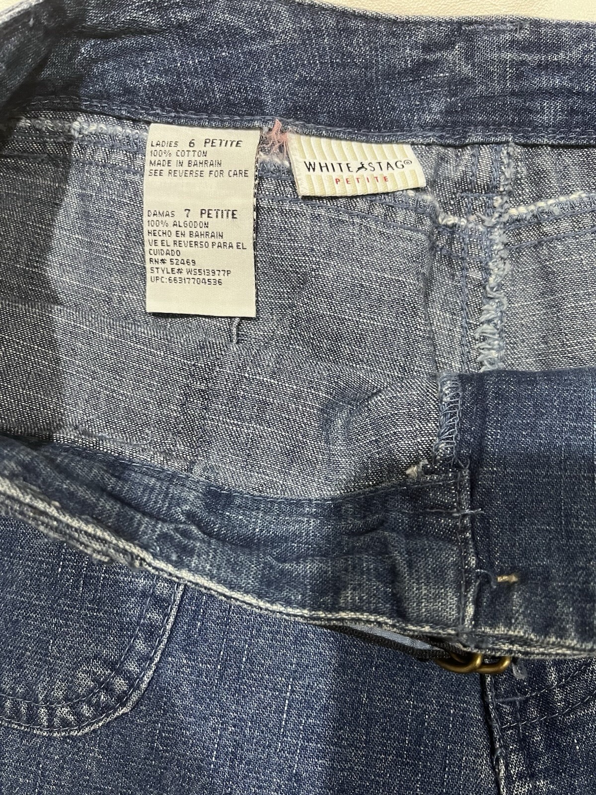 Vintage 90s White Stag High Rise Denim Belted Cropped Pants 6 Petite 100% Cotton